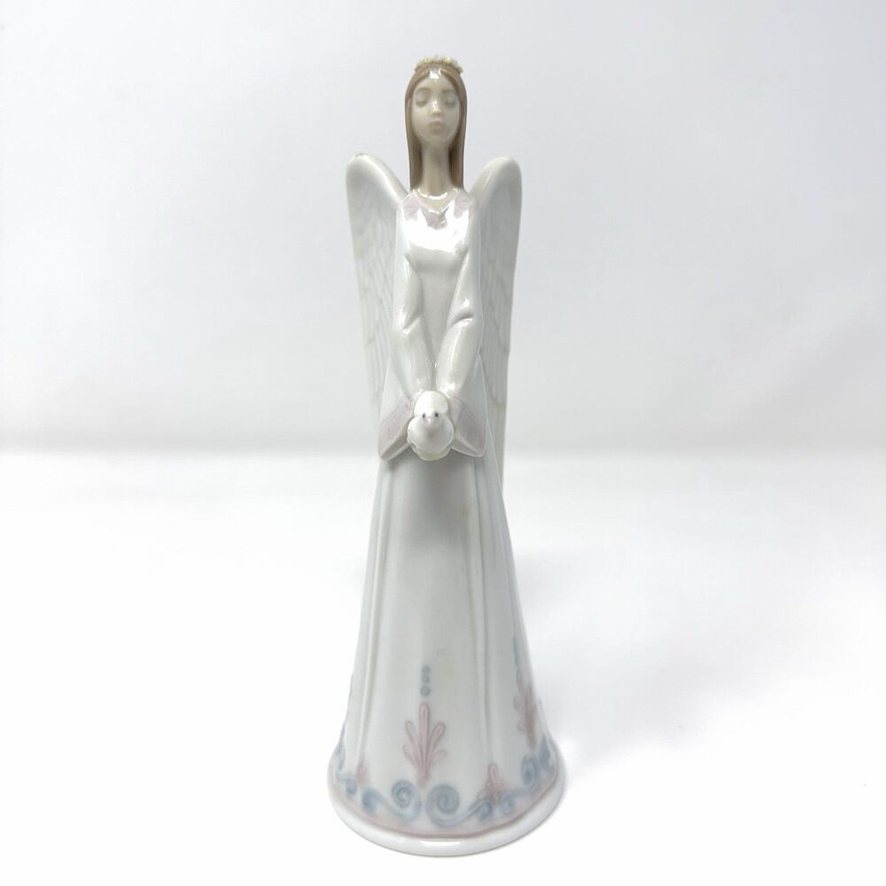 Lladro Angel With Dove 7.5 Inch Bell Porcelain Figurine Spain